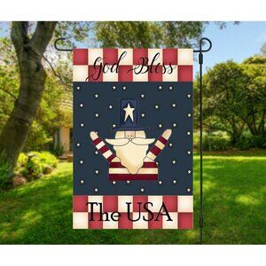 GOD BLESS The USA Uncle Sam Primitive Double Sided Patriotic 12 x 18 Garden Flag
